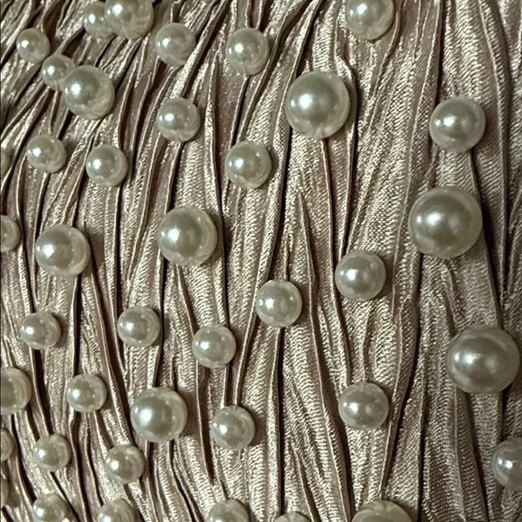 Elegant Pearl-Embellished Pink Clutch/Cold Chain Strap; NWOT - Picture 5 of 9